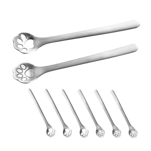 COLLBATH 8 Stück Teiliges Kreative Edelstahl Kaffeelöffel mit Hohlem Katzenpfoten Design Langlebig Rostfrei Stilvoll und Leicht zu Reinigen für Kaffee Tee Desserts Zuhause Büro von COLLBATH