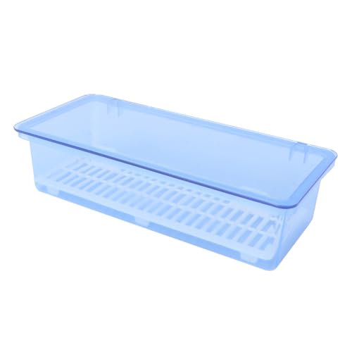 COLLBATH Abtropfbarer Besteckbehälter mit Deckel Kunststoff Organizer für Küchenutensilien Stilvolle Aufbewahrungsbox für Essstäbchen Löffel Gabeln Praktische Küchenaufbewahrung in Blau von COLLBATH