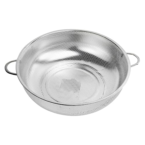 COLLBATH Abtropfkorb mit Feinem Maschensieb Doppelte Griffe Vielseitiger Küchensieb und Aufbewahrungskorb für Obst Gemüse Reis Spülmaschinenfest Durchmesser Silberfarben von COLLBATH