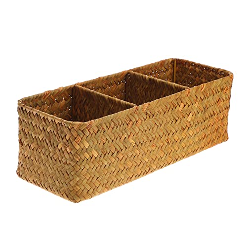 COLLBATH Aufbewahrungsbox Deckel Aus Seegras 3-fächer Organizer Für Kleinigkeiten Platzsparend Und Robust Für Zuhause von COLLBATH