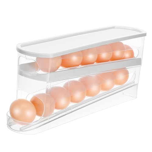 COLLBATH Automatischer Eierhalter Kühlschrank Stapelbar Platzsparend Klarer Eierbehälter mit Funktion Langlebig Küchen Organizer für Frische Eier von COLLBATH