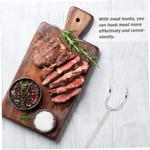 COLLBATH Edelstahl Fleischhaken zum Braten und Grillen Rostfrei Langlebig Glatte Oberfläche Einsetzbar für Schweinefleisch Geflügel für Bbq und Räucherofen Praktischer Food Turner Hook von COLLBATH