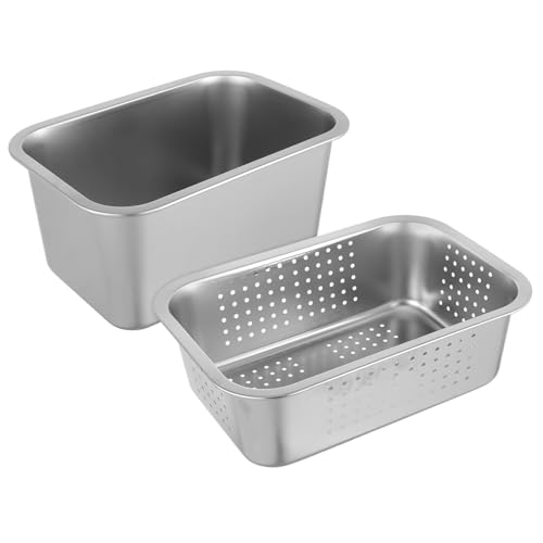 COLLBATH Edelstahl Spülkorb Set Feinmaschiges Sieb Ablaufkorb Gemüse Obst Waschkorb Langlebig Rostfrei für Küche Spüle Feinfilterkorb Multifunktional von COLLBATH