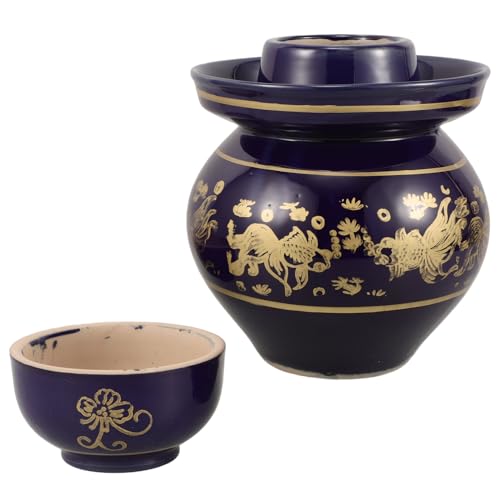 COLLBATH Keramik-gärgefäß Mit Deckel Aufbewahrungsbehälter Für Kimchi Und Fermentierte Lebensmittel Traditionelles Einmachglas Für Heimgebrauch von COLLBATH
