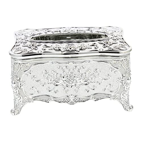 COLLBATH Europäische Acryl Taschentuchbox mit Galvanisierung Dekorativer Tissue Holder in Silber Vintage Serviettenhalter für Wohnzimmer Büro Hotel und Zuhause Elegantes Desktop Tissue von COLLBATH