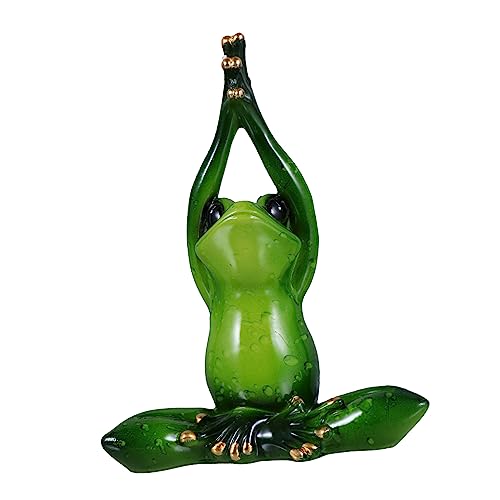 COLLBATH Frosch-Ornamente Für Das Büro Tischdekoration Kinder-Spielset Froschfigur Yoga-Frosch Grüne Froschstatue Kunstharz Grüne Bastelarbeiten Schreibtischfrosch Desktop-Frosch von COLLBATH