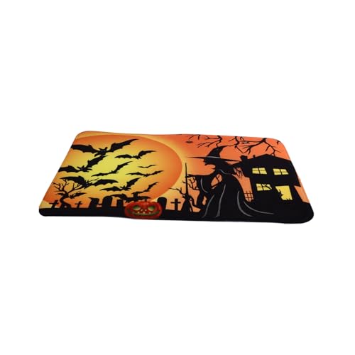 COLLBATH Halloween Fußmatte rutschfest mit Pumpkin Bat Design Dünne Home Floor Mat Saugfähige Türmatte Dekorativer Schutzteppich für Schlafzimmer und Wohnzimmer Praktischer Bodenschutz COLLBATH Halloween Fußmatte rutschfest mit Pumpkin Bat Design Dünne Home Floor Mat Saugfähige Türmatte Dekorativer Schutzteppich für Schlafzimmer und Wohnzimmer Praktischer Bodenschutz von COLLBATH