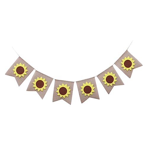 COLLBATH Herbstliche Sonnenblumen Wimpelkette aus Leinen Dekoratives Bunting Banner für Erntedankfest Wetterfeste Hängende Party Deko für Innen und Außen Vielseitig für Wand Fenster Tür von COLLBATH