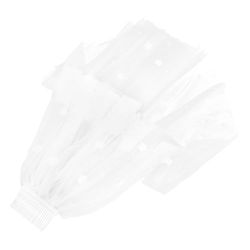 COLLBATH Hochzeits-schleier mit Kunstperlen und Blumenstickerei Kurzer Tüll-schleier mit Kamm Romantisches Braut-accessoire für Fotoshootings und Junggesellinnenabschiede Weiß von COLLBATH