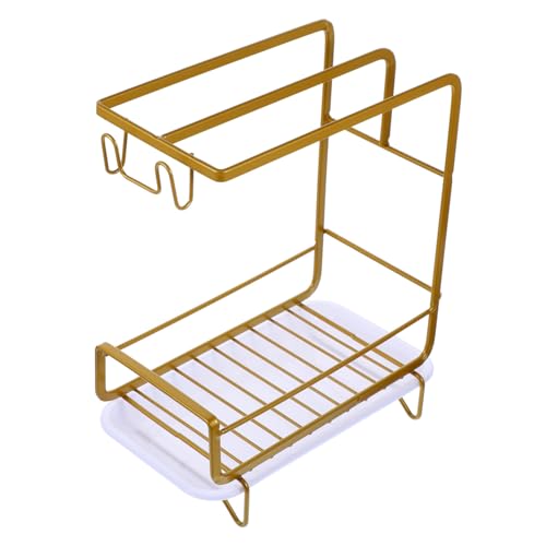 COLLBATH Küchen Schwammhalter aus Carbonstahl und Abnehmbar mit Wasserablauf Spüle Organizer für Schwamm Seife und Spültuch Rostfrei Platzsparend Vielseitig für Küchenspüle Ablage von COLLBATH