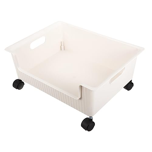 COLLBATH Mobiler Kunststoff Aufbewahrungswagen mit Mittelgroße Bruchsichere Bücherbox für Schreibtisch Wohnheim Büro und Schlafzimmer Vielseitig Nutzbar zur Ordentlichen Buch und von COLLBATH