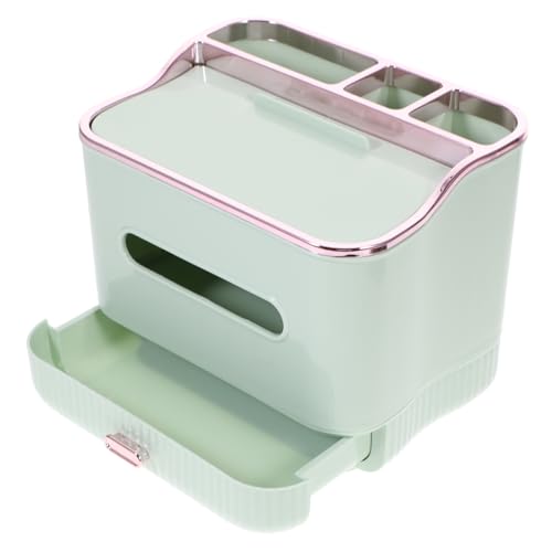 COLLBATH Multifunktionale Tissue Box Organizer aus Langlebigem PP mit Fächern Stabilem Design für Schreibtisch Aufbewahrung von Taschentüchern Fernbedienungen Schminke und Bürobedarf Grün von COLLBATH