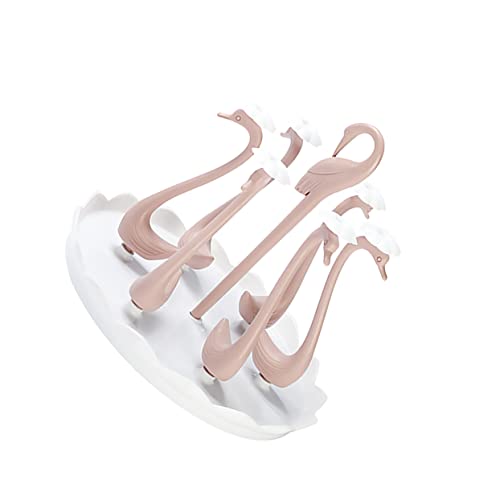 COLLBATH Plastikbecherhalter mit Stangen Drehbarer Trinkbecherhalter Schwan Form Kreatives Abtropfgestell aus Robustem zur Aufbewahrung und Trocknung von im Haushalt Rosa von COLLBATH