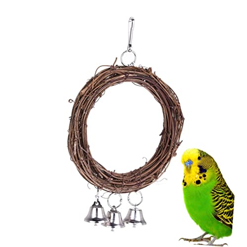 COLLBATH Papageienschaukel Aus Rattan Stehender Ring Mit Glockenanhänger Für Kleine Papageien Zum Klettern Und Spielen Sicher Befestigt Am Vogelkäfig COLLBATH Papageienschaukel Aus Rattan Stehender Ring Mit Glockenanhänger Für Kleine Papageien Zum Klettern Und Spielen Sicher Befestigt Am Vogelkäfig von COLLBATH