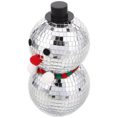 COLLBATH Reflektierende Schneemann-disco-kugel Statue mit Strickschal Stilvolle Weihnachtsdekoration für Kamin Esstisch und Party Tragbare Einzigartige Winter-figur für Festliche von COLLBATH