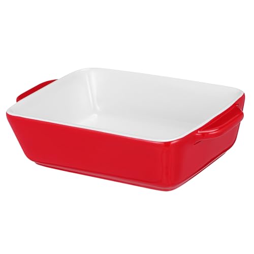 COLLBATH Rotes Keramisches Backblech Rechteckig Ofenfest Mikrowellengeeignet Mittlere Stärke Einfache Reinigung Stilvolles Design Gesundes Porzellan für Vielseitiges Backen und Servieren von COLLBATH