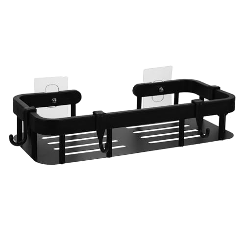 COLLBATH Schwarzes Multifunktionales Duschregal ohne Bohren Selbstklebendes Aufbewahrungsregal für Bad und Küche Rostfrei Leicht zu Reinigen Geeignet für Fliesen Glas und Holzwände von COLLBATH