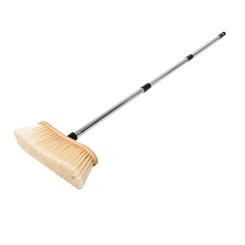 COLLBATH Schwerer Gartenbesen mit Steifen Borsten und Edelstahlgriff Langlebig und Ergonomisch Vielseitig für Terrasse und Garage Bambuskopf mit Teleskopstiel Outdoor Broom von COLLBATH