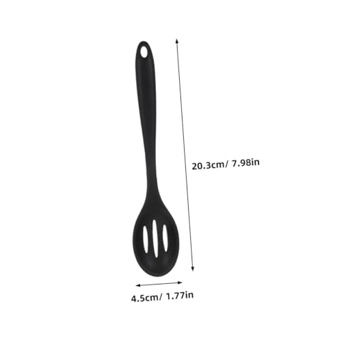COLLBATH Silikon Küchenhelfer Schlitzlöffel Hitzebeständig Antihaftbeschichtet Rutschfester Griff Leicht Kompakt zum Kochen Servieren und Salat Zubereiten Schwarzer Slotted Spoon von COLLBATH