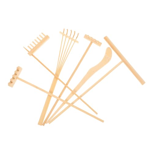 COLLBATH Teiliges Mini Holzrechen Sandrechen Set für Zen Garten und Garten Langlebiges Holzrechen Werkzeug Kompakt für Desktop Dekoration Bonsai und Kleine Pflanzgefäße Platzsparend von COLLBATH