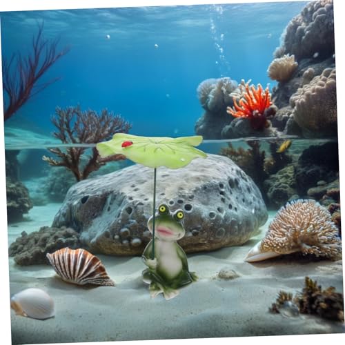 COLLBATH Wasserfeste Resin-Froschfigur mit Lotusblatt Miniatur Dekoration für Aquarium Gartenteich und Schreibtisch Attraktive Wasserlandschaft Deko für Fischbecken und Innenräume von COLLBATH