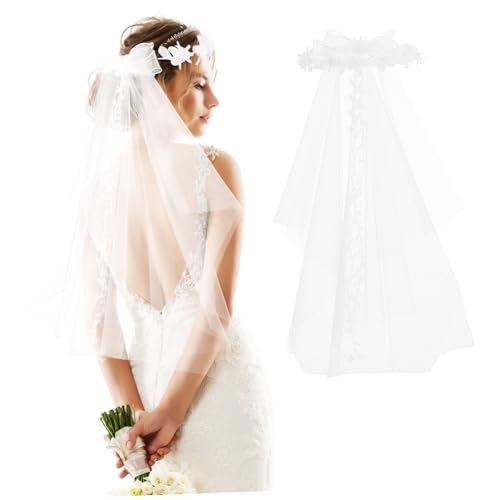 COLLBATH Weißer Braut-haarreif mit Schleier Leichter Bequemer Kopfschmuck mit Künstlichen Blumen Romantisches Hochzeitsaccessoire für Braut und Brautjungfern Eleganter Haarschmuck für COLLBATH Weißer Braut-haarreif mit Schleier Leichter Bequemer Kopfschmuck mit Künstlichen Blumen Romantisches Hochzeitsaccessoire für Braut und Brautjungfern Eleganter Haarschmuck für von COLLBATH