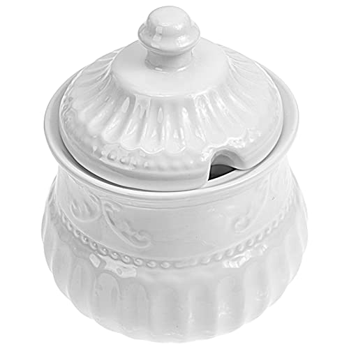 COLLBATH Zuckerdose Aus Keramik Bonbon Gewürztöpfe Retro Beutel Plätzchen Luftdicht Karamell Gewürzhalter Brauner Zuckerbehälter Zuckerbecher Würfel Vorratsdose Für Pfeffer Weiß von COLLBATH