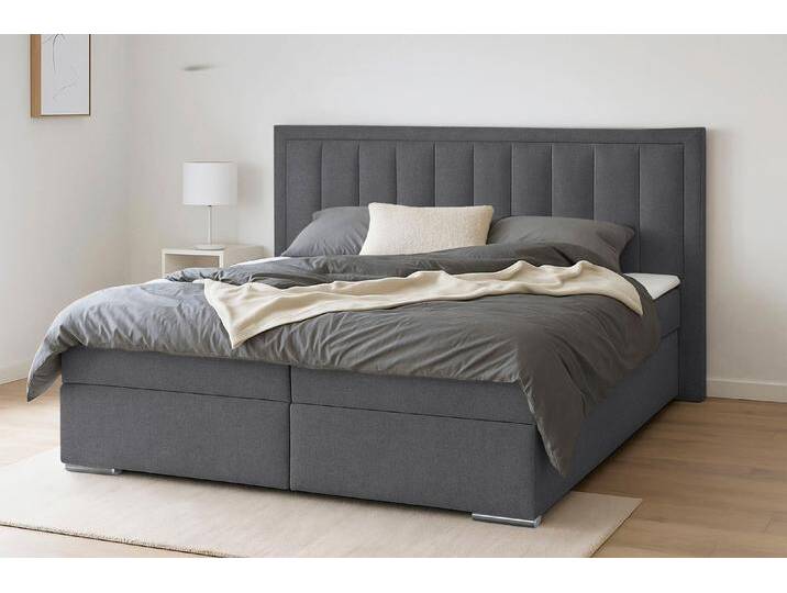 Boxbett COLLECTION AB ATHENA inkl. Bettkasten, erhältlich in der Breite 180cm , anthrazit, B:193cm L:206cm, Holz teilmassiv, Holzwerkstoff, Spanplatte, Komplettbetten, erhältlich in verschiedenen Härtegraden, inkl. Topper von COLLECTION-AB