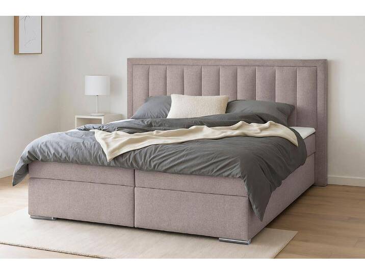 Boxbett COLLECTION AB ATHENA inkl. Bettkasten, erhältlich in der Breite 180cm , beige (taupe), B:193cm L:206cm, Holz teilmassiv, Holzwerkstoff, Spanplatte, Komplettbetten, erhältlich in verschiedenen Härtegraden, inkl. Topper von COLLECTION-AB