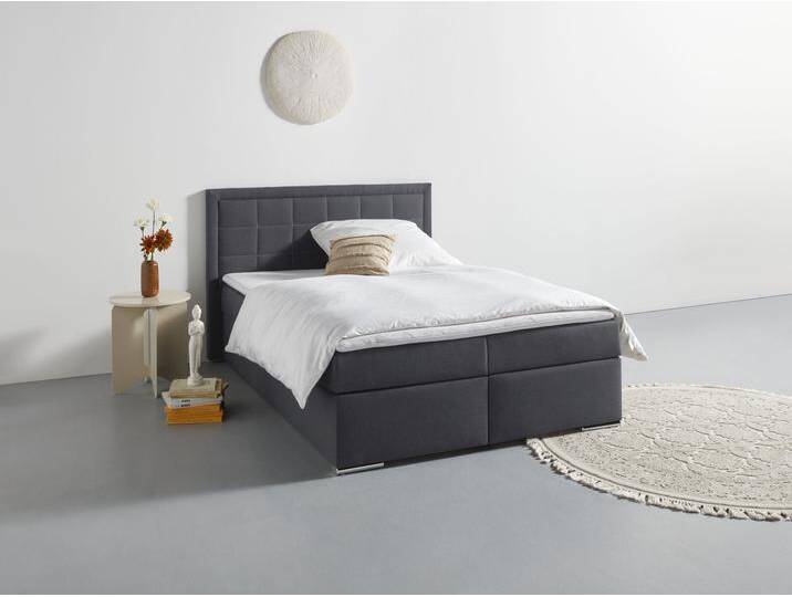 Boxbett COLLECTION AB  Athena , OTTOs Choice, Topseller wahlweise mit Bettkasten , grau (anthrazit), B:153cm L:206cm, Komplettbetten, Boxspringbett, inkl. Topper bei Ausführung mit Matratze, in Härtegraden H2, H3, H4, Topseller von COLLECTION-AB
