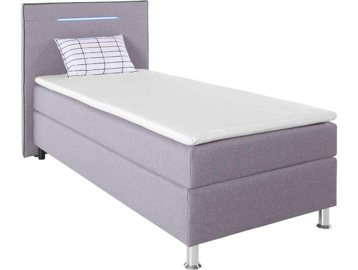 Boxspringbett COLLECTION AB London, inklusive Topper und Kissen, mit LED-Beleuchtung , grau (hellgrau, anthrazit), B:100cm L:206cm, Komplettbetten, Boxspringbett, Boxspringbett erhältlich in 90cmx200cm, 140cmx200cm & 180cmx200cm von COLLECTION-AB