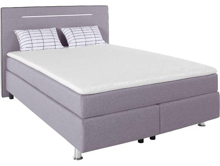 Boxspringbett COLLECTION AB London, inklusive Topper und Kissen, mit LED-Beleuchtung , grau (hellgrau, anthrazit), B:150cm L:206cm, Komplettbetten, Boxspringbett, Boxspringbett erhältlich in 90cmx200cm, 140cmx200cm & 180cmx200cm von COLLECTION-AB