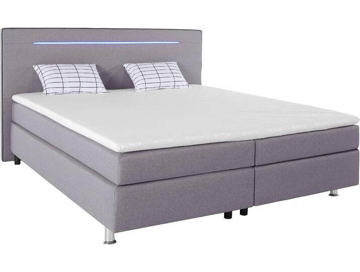 Boxspringbett COLLECTION AB London, inklusive Topper und Kissen, mit LED-Beleuchtung , grau (hellgrau, anthrazit), B:190cm L:206cm, Komplettbetten, Boxspringbett, Boxspringbett erhältlich in 90cmx200cm, 140cmx200cm & 180cmx200cm von COLLECTION-AB