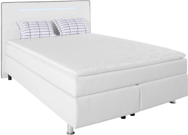 COLLECTION AB Boxspringbett London, inklusive Topper und Kissen, mit LED-Beleuchtung, Boxspringbett erhältlich in 90cmx200cm, 140cmx200cm & 180cmx200cm von COLLECTION AB