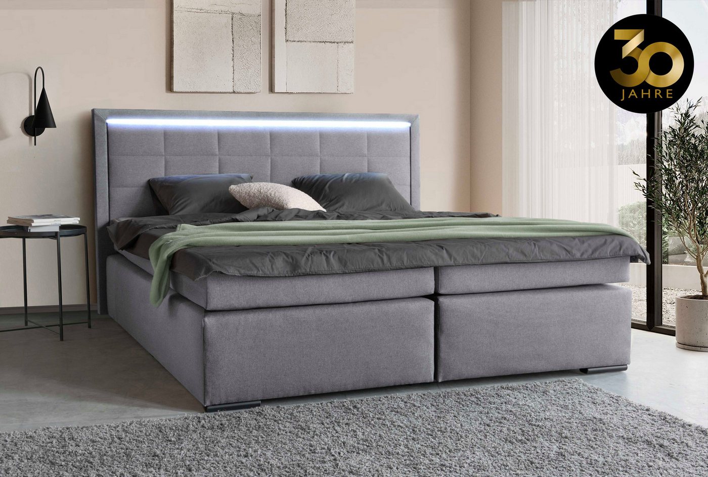 COLLECTION AB Boxspringbett 30 Jahre Jubiläums-Modell Athena, in H2,H3 & H4, inkl. Topper, inkl. LED-Leiste von COLLECTION AB