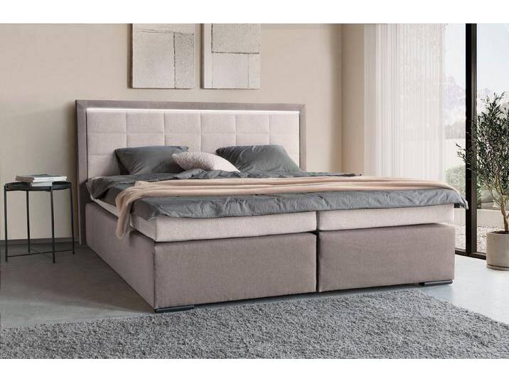 COLLECTION AB Boxspringbett 30 Jahre Jubiläums-Modell Athena, in H2,H3 & H4, beige, mit LED-Beleuchtung im Kopfteil, 7-Zonen-Taschen-Federkernmatratze von COLLECTION-AB