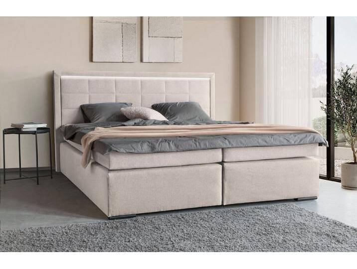 COLLECTION AB Boxspringbett 30 Jahre Jubiläums-Modell Athena, in H2,H3 & H4, beige, mit LED-Beleuchtung im Kopfteil, 7-Zonen-Taschen-Federkernmatratze von COLLECTION-AB