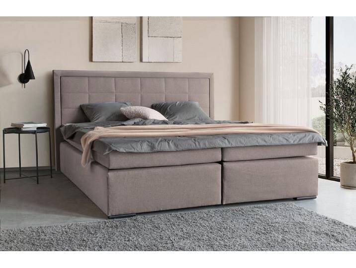 COLLECTION AB Boxspringbett 30 Jahre Jubiläums-Modell Athena, in H2,H3 & H4, beige, ohne LED-Beleuchtung, Bonnell-Federkernmatratze , H2, taupe von COLLECTION-AB