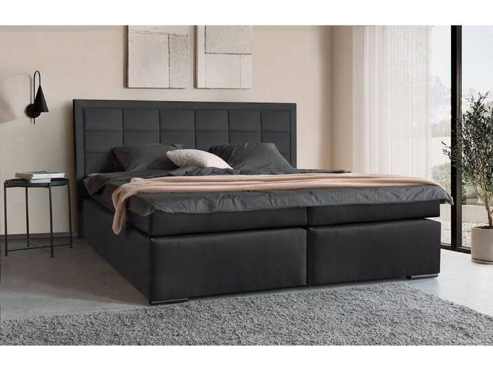 COLLECTION AB Boxspringbett 30 Jahre Jubiläums-Modell Athena, in H2,H3 & H4, schwarz, ohne LED-Beleuchtung, Bonnell-Federkernmatratze , H2, schwarz von COLLECTION-AB