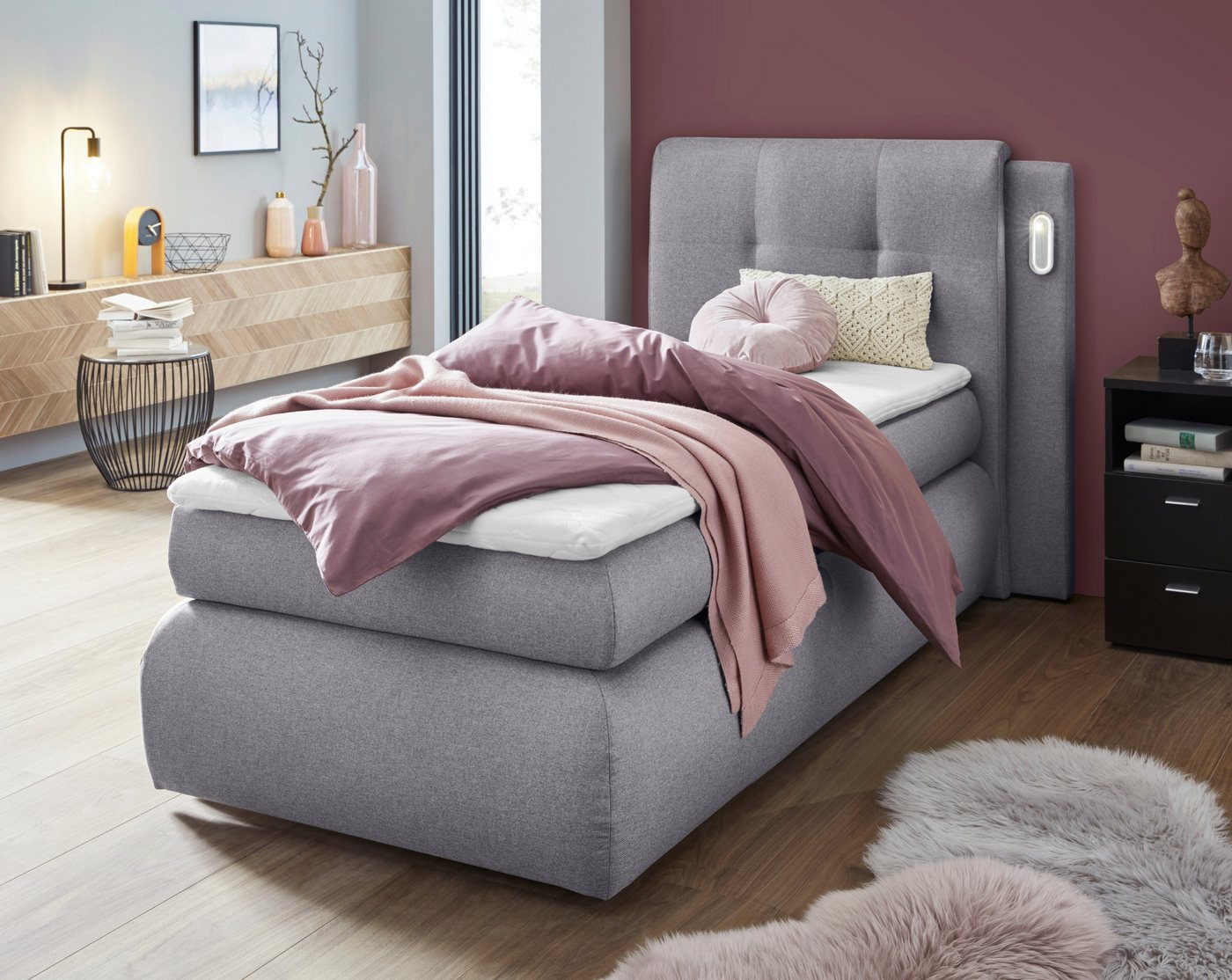 COLLECTION AB Boxspringbett Borna, inklusive Bettkasten, LED-Beleuchtung und Topper von COLLECTION AB