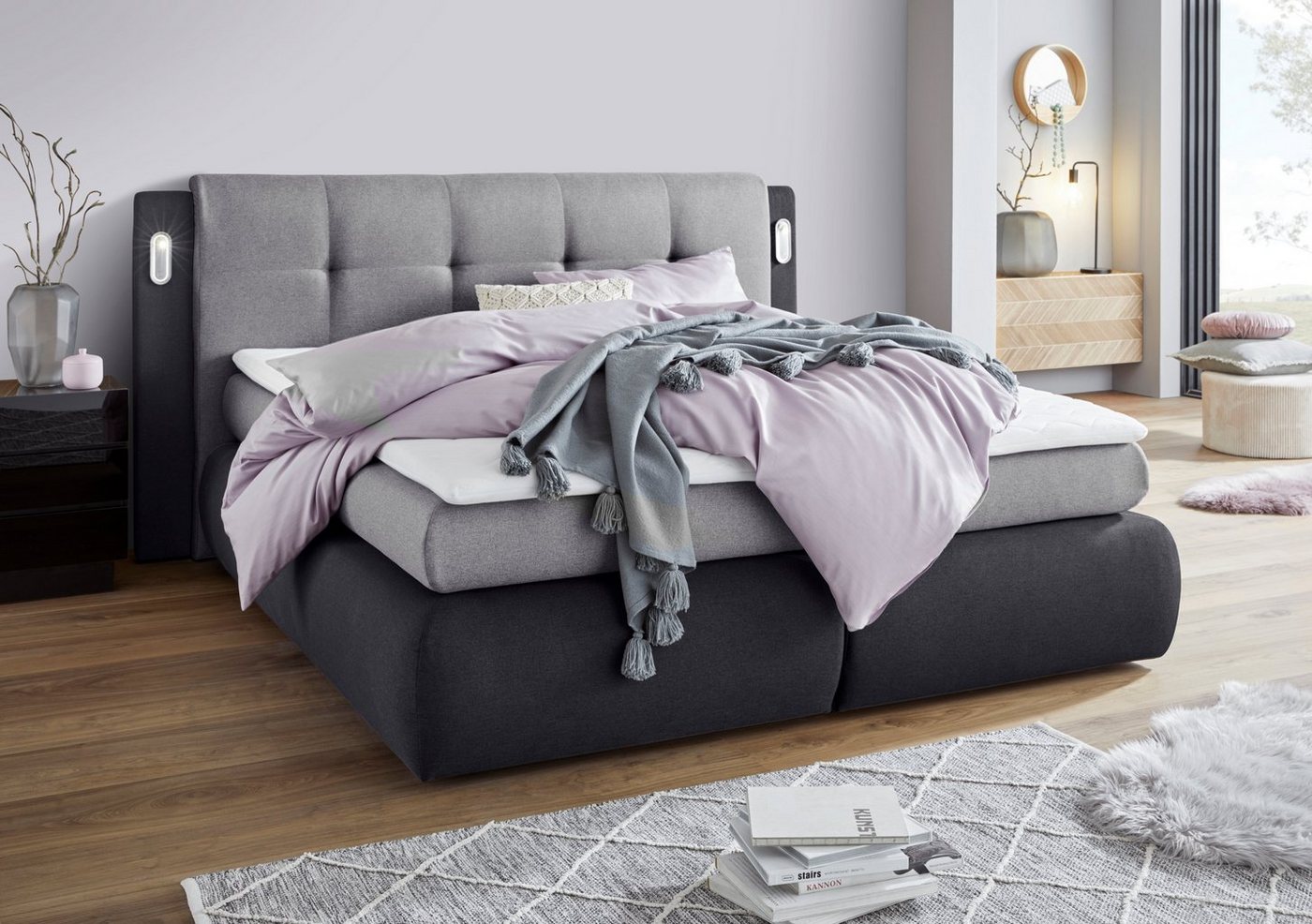 COLLECTION AB Boxspringbett Borna, inklusive Bettkasten, LED-Beleuchtung und Topper von COLLECTION AB