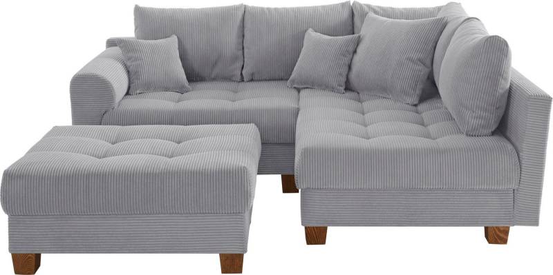 Home affaire Ecksofa Rice L-Form inkl. Hocker, Set, mit Bonnellfederkern, Hocker & Kissen, Ottomane beidseitig montierbar von Home affaire