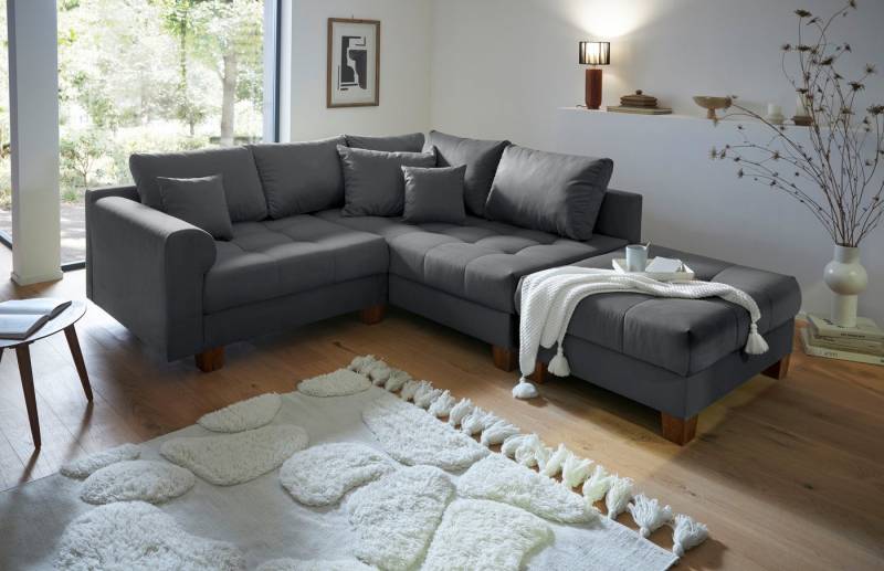 Home affaire Ecksofa Rice L-Form, B: 216 cm, Set, Set: Sofa & Hocker, mit 3 Zierkissen, Federkern Home affaire Ecksofa Rice L-Form, B: 216 cm, Set, Set: Sofa & Hocker, mit 3 Zierkissen, Federkern von Home affaire