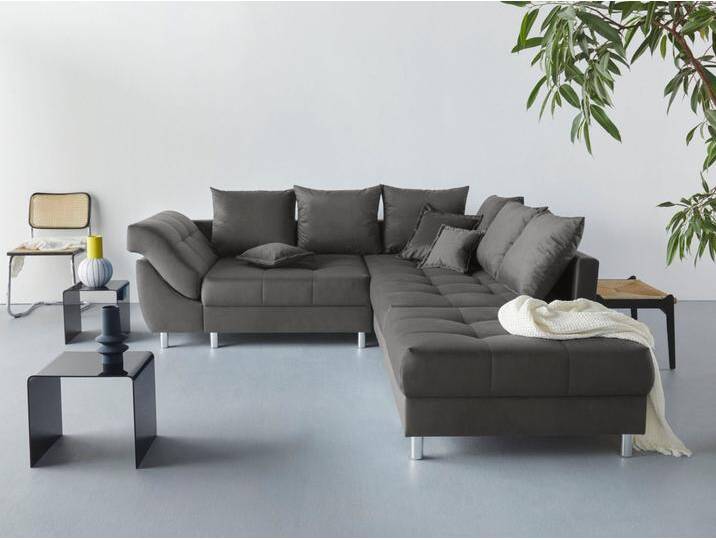 COLLECTION AB Ecksofa (Spar-Set) Innsbruck L-Form und Hocker, Spar-Set, Ecksofa und Hocker, Recamiere links oder rechts montierbar, grau, anthrazit von COLLECTION-AB