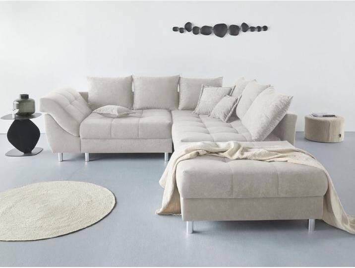 COLLECTION AB Ecksofa (Spar-Set) Innsbruck L-Form und Hocker, Spar-Set, Ecksofa und Hocker, Recamiere links oder rechts montierbar, grau silberfarben von COLLECTION-AB