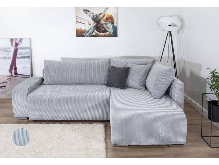 COLLECTION AB Ecksofa Poppy, L-Form, Breite 227 cm mit Schlaffunktion, inkl. Schlaffunktion und Bettkasten, grau silberfarben, hellgrau von COLLECTION-AB
