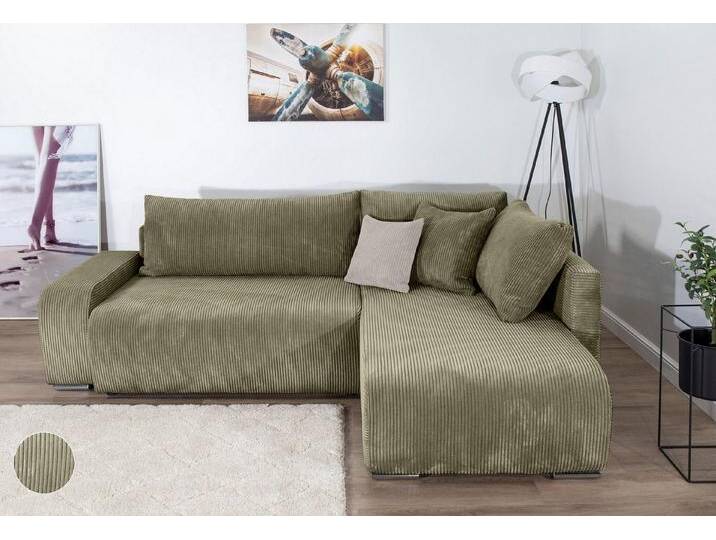 COLLECTION AB Ecksofa Ecksofa, Schlaffunktion,Bonnelfederkern,Rückenkissen, grün, olive von COLLECTION-AB