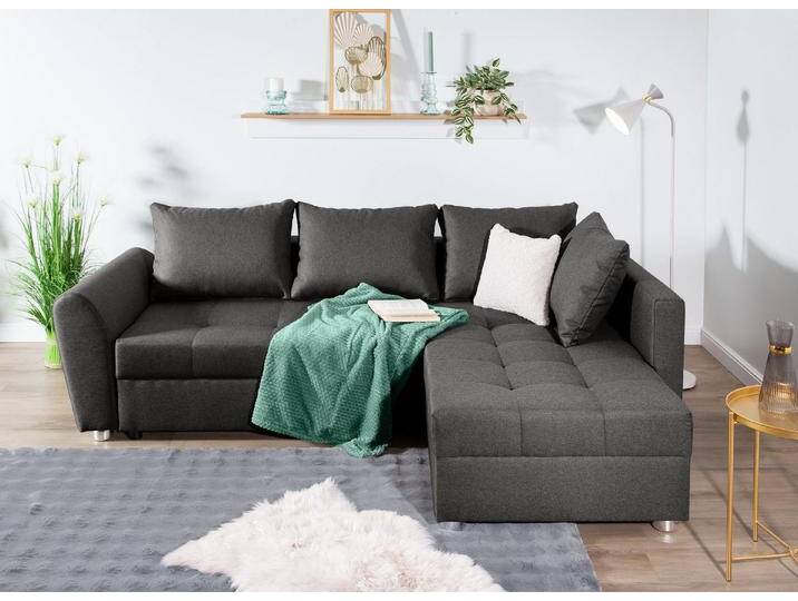 COLLECTION AB Ecksofa Jana L-Form, inkl. Bettfunktion,Bettkasten und Bonnelfederkern, grau, anthrazit von COLLECTION-AB