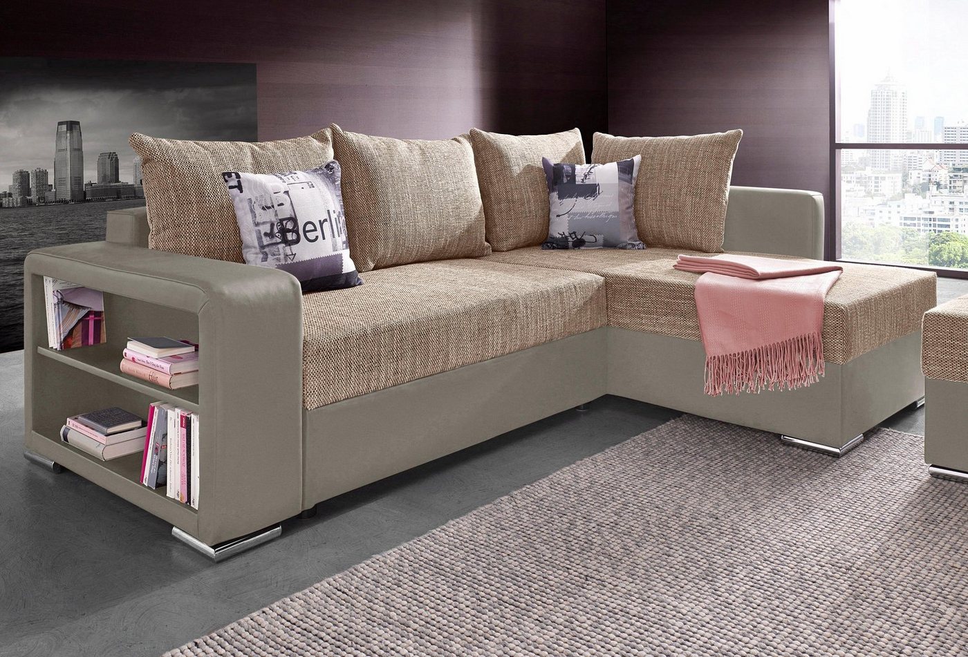 COLLECTION AB Ecksofa John, mit Bettfunktion, Bettkasten und Regalarmteil von COLLECTION AB