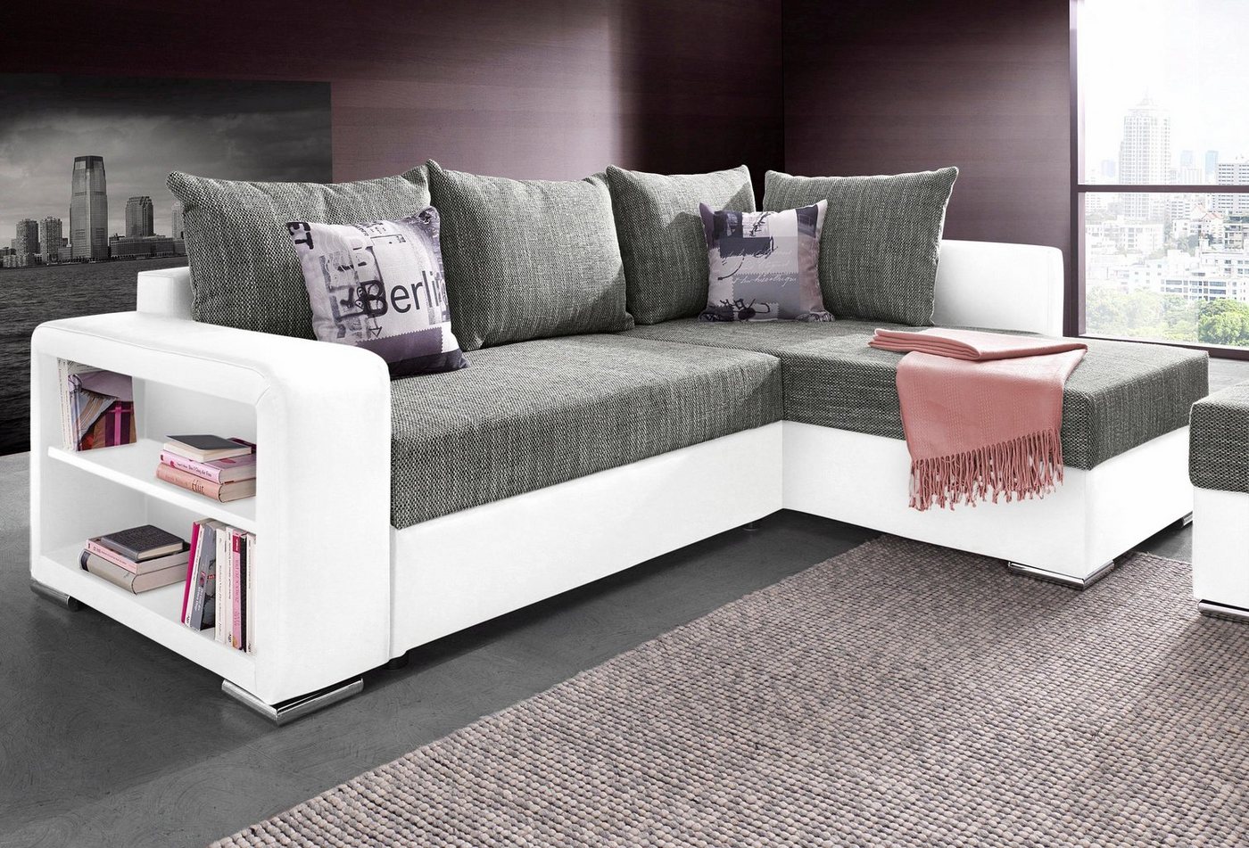 COLLECTION AB Ecksofa John, mit Bettfunktion, Bettkasten und Regalarmteil von COLLECTION AB